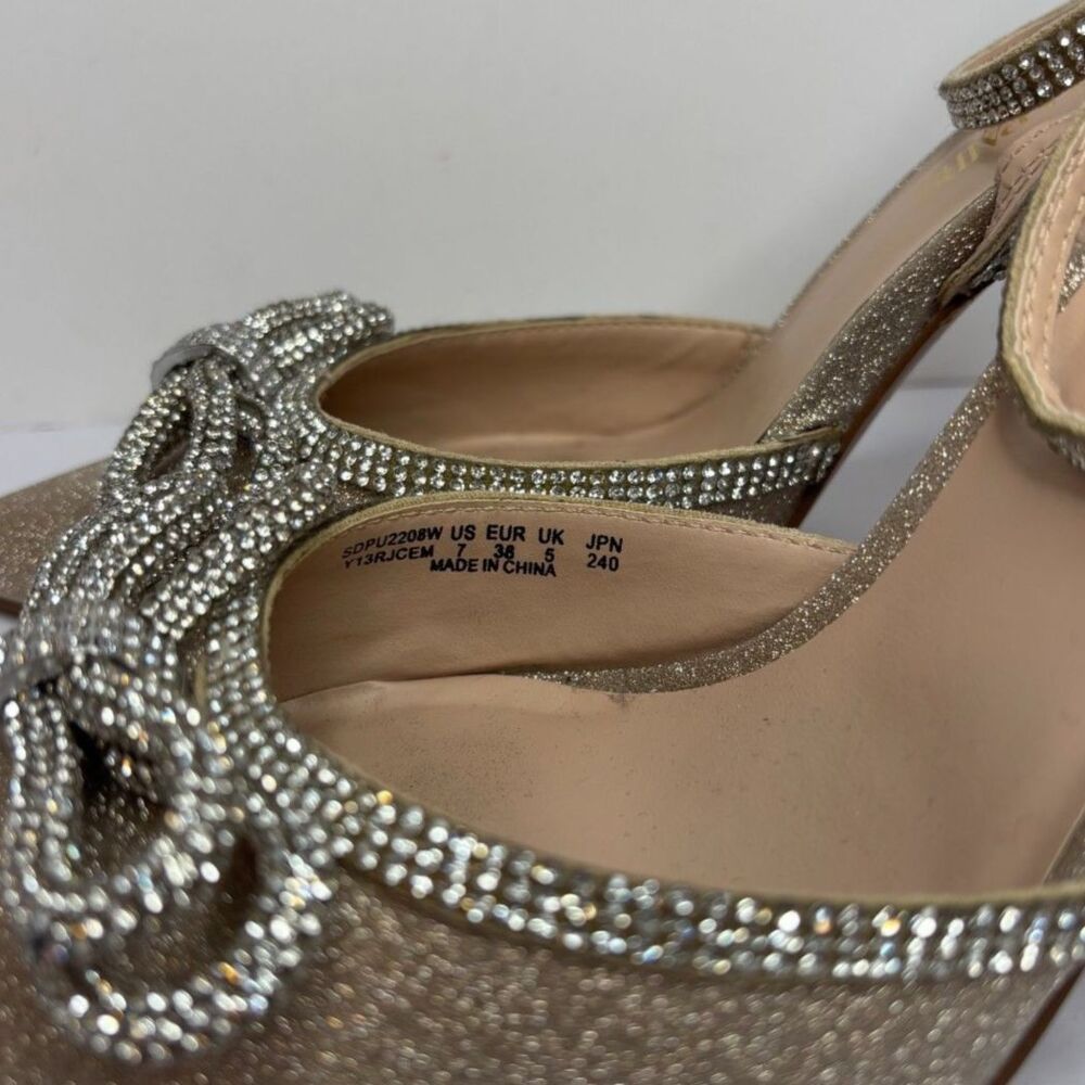 Dream Pairs Destiny Gold Glitter Stiletto Pumps Rhinestone Strap Womens - Picture 10 of 11